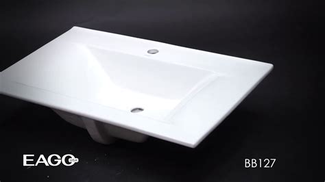 Eago Bb127 White Ceramic 32x19 Rectangular Drop In Sink Youtube