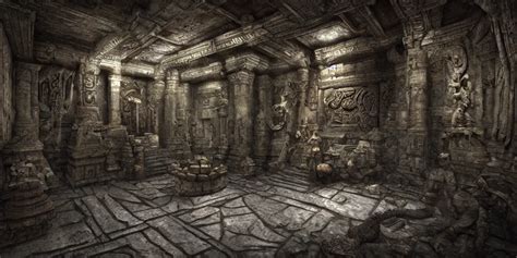 Large Evil Underground Ruined Temple Highly Detailed Stable Diffusion