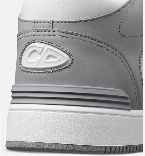 B57 Mid-Top Sneaker Gray and White Smooth Calfskin with Beige and Black