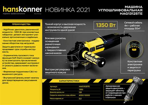Болгарка (УШМ) Hanskonner PLATINUM HAG13125TE - описание ...
