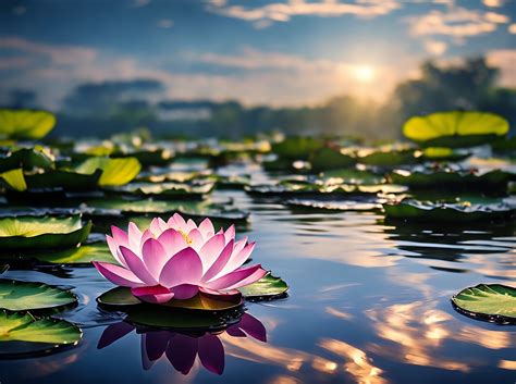Download Ai Generated Lotus Pond Royalty Free Stock Illustration