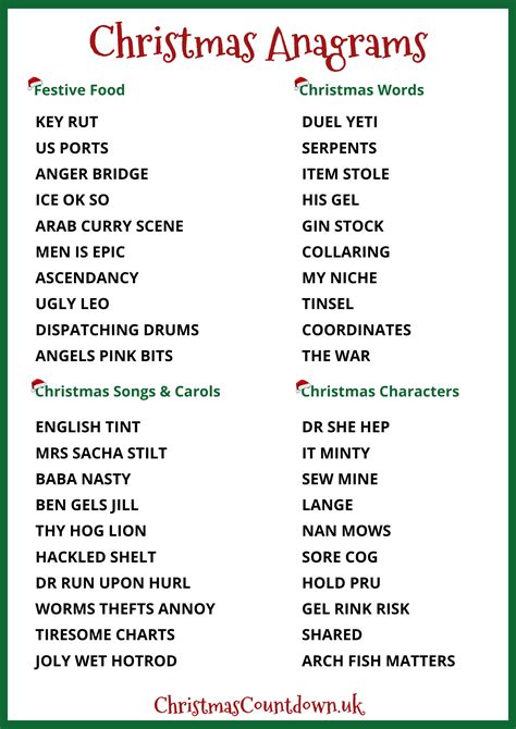 Christmas Anagrams: Solve the Word Puzzles