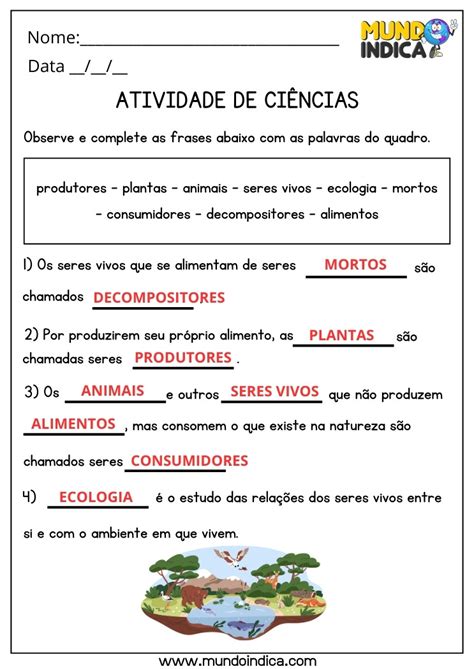 Atividades De Ciencias 4 Ano Com Respostas - 20 Atividades de Ciências para 4 ano Ensino Fundamental com Respostas