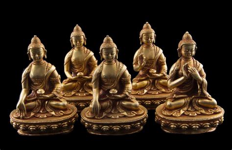 Pancha Bouddha 5 Dhyani Statue Tibétaine Cuivre Top Quality 90mm Népal