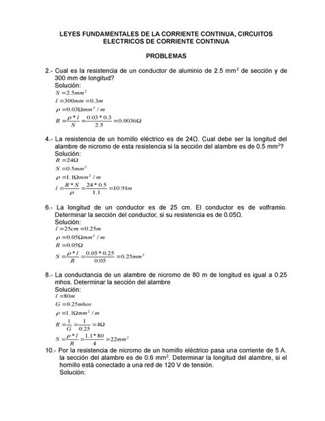 10 Ejercicios Ley De Ohm Ejercicios Simples Resueltos