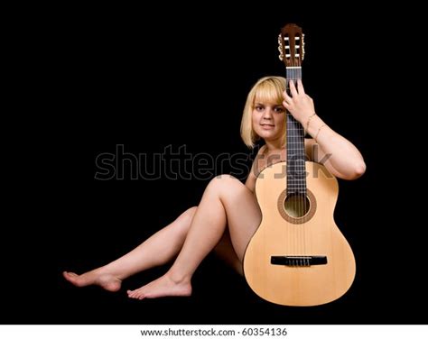 Nude Girl Acoustic Guitar On Black Stock Photo Edit Now