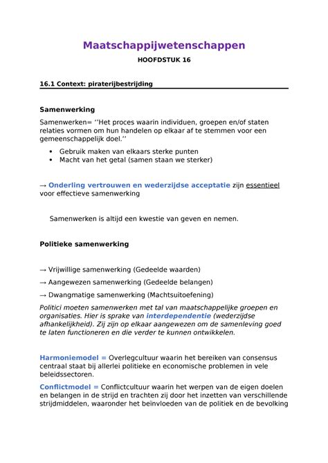 Samenvatting H16 Maatschappijwetenschappen HOOFDSTUK 16 16 Context