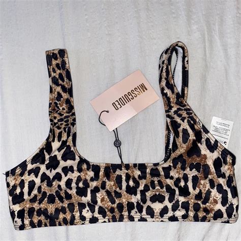 Leopard Print Bikini Top Missguided Size New Depop