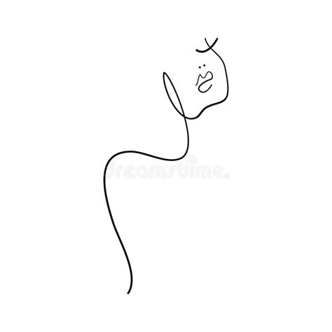 Ink Brush Naked Woman Silhouette Line Art Boho Print Contour Modern Art Stock Vector