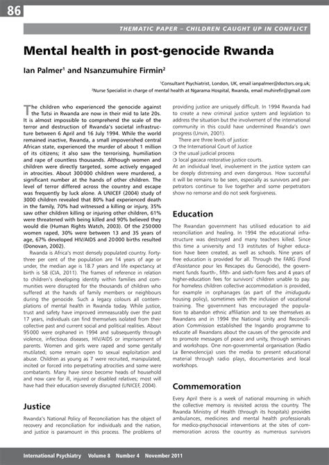 (PDF) Mental health in post-genocide Rwanda