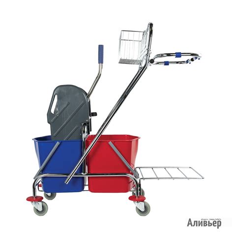Тележка уборочная brabix, 2 съемных ведра 20 л, механический отжим ...