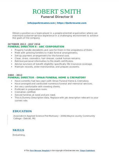 10 Funeral Director Resume Samples And Templates For 2025