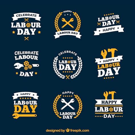 Logos Du Jour Du Travail Vecteur Gratuite