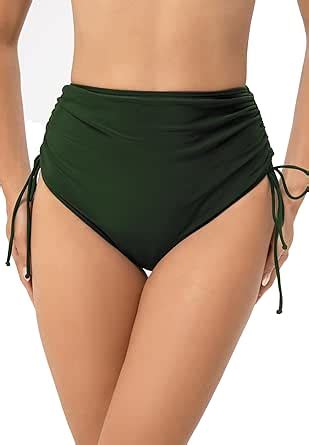 Amazon Women High Waisted Bikini Bottoms Full Coverage Swim Bottoms Side Tie Adjustable