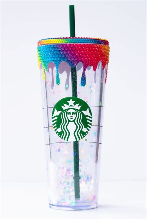 Rainbow Glitter Venti Blinged Drip Rhinestone Snowglobe Tumbler All