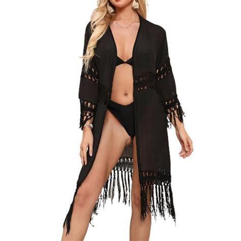 BLOOMER CACHE COUCHE Bikini Cover Up Hollow Out Tassels Dames Robe De