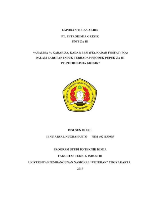 PDF LAPORAN TUGAS AKHIR PT PETROKIMIA GRESIK UNIT ZA IIIeprints