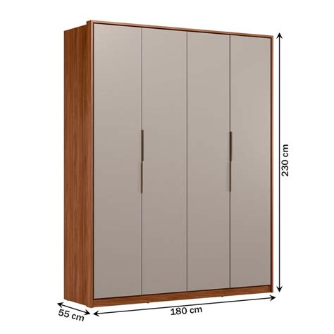 Guarda Roupa Casal Attore 4 Portas 3 Gavetas Nogueira Touch Nude Prime Tx Demóbile
