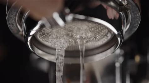 Slow Motion Low Angle Of Rinsing Naked Portafilter Stock Footage VideoHive