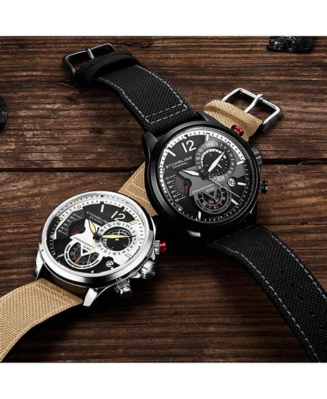 Stuhrling Model 4029 Men's Japan Quartz Chronograph, Leather Strap ...