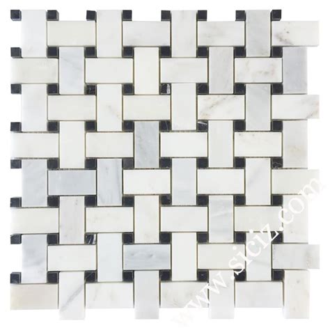 Black White Basket Weave Marble Mosaic Tile Siciz