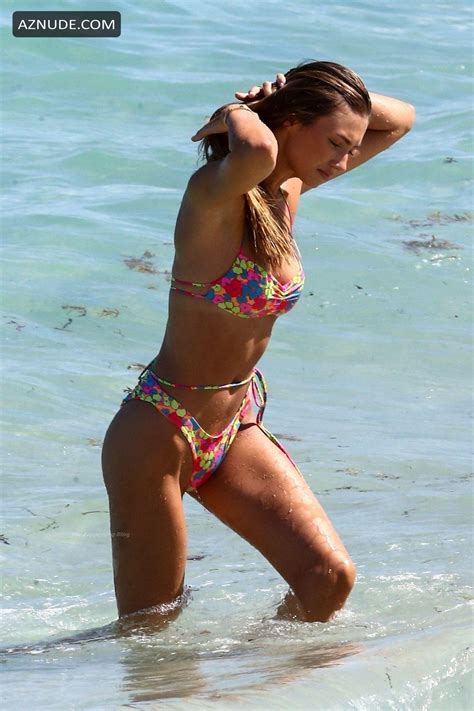 Lorena Rae Sexy Seen In A Colorful Floral Bikini On The Beach In Miami Aznude