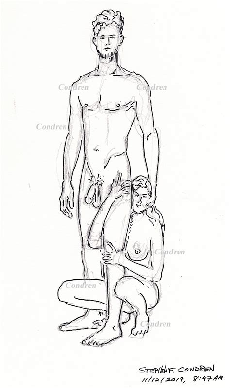 Nude Male Female 342A Pen Ink Figure Drawing Stephen Condren