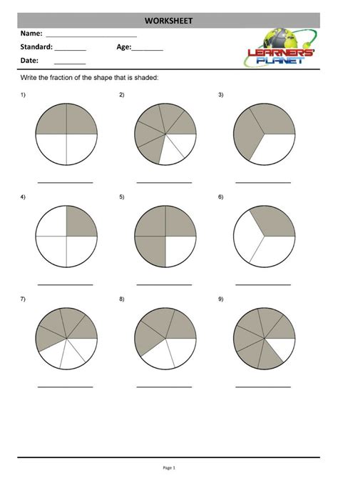 Fractions Worksheets For Grade 3