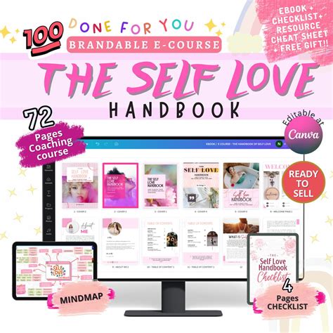 Self Love Workbook Canva Template Brandable Ecourse Doneforyou Editable