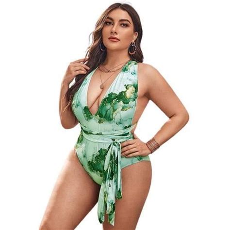 ECELEN Bikini Maillots de bain imprimé Tie Dye de haute qualité une pièce taille supérieure