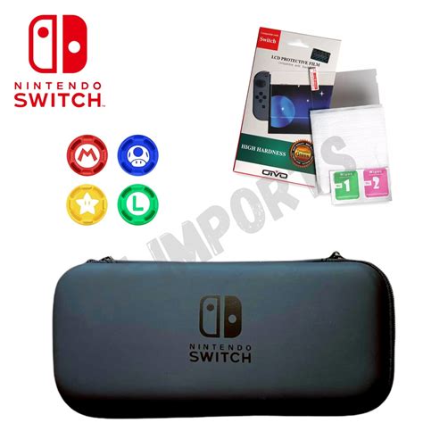 Kit Prote O Case Capa Estojo Pel Cula Vidro Grip Nintendo Switch