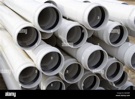 Polyvinyl Chloride Pvc Plastic Piping Stacked At Construction Site