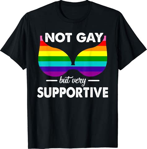 Amazon Not Gay But Very Supportive LGBT Straight Bra Meme T Shirt Clothing