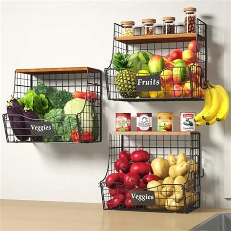 Amazon Okzest Pcs Fruit Basket Stackable Wall Mounted Pantry