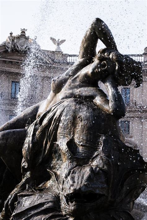 Statue Of Naked Woman In The Fountain Of The Republic Square In Rome Stock Photo Image Of