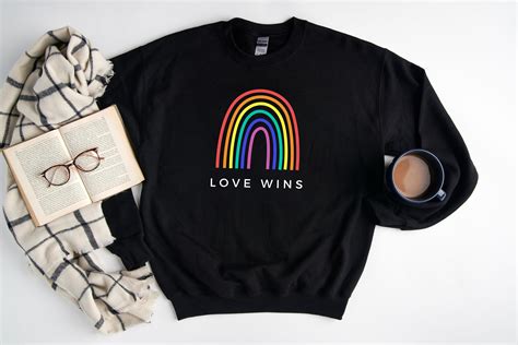 Love Wins Rainbow Comfy Sweatshirt Pride Sweatshirt Lgbtq Sweatshirt Gay Pride Rainbow Shirt