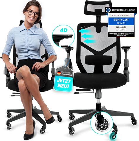 ELITESEATS Bürostuhl Ergonomisch Silent Wheels Schreibtischstuhl