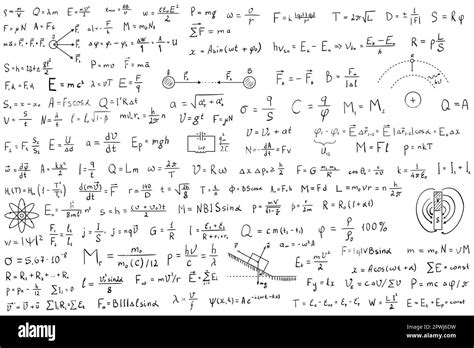 Many Different Physics Formulas Written On Blackboard Stock Photo Alamy