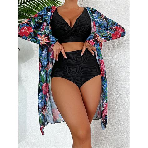 Womens Swimsuit Sexy Bikini Set High Waist Swimwear Women Female Beachwear Floral Printed