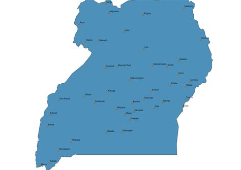 Map Of Uganda With Cities Svg Vector Cities Map