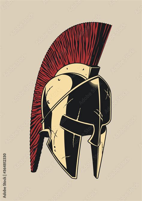 Spartan Helmet Ancient Greek Warrior's Helmet Vector Drawing Stock ...