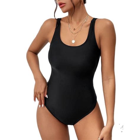 Sexy One Piece Tight Fitting Swimsuit Pure Color Backless Basic Style Bikini Bikini And Micro