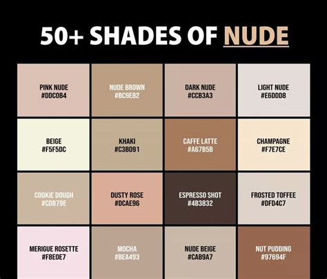 50 Shades Of Nude Color Names HEX RGB CMYK Codes Nude Color