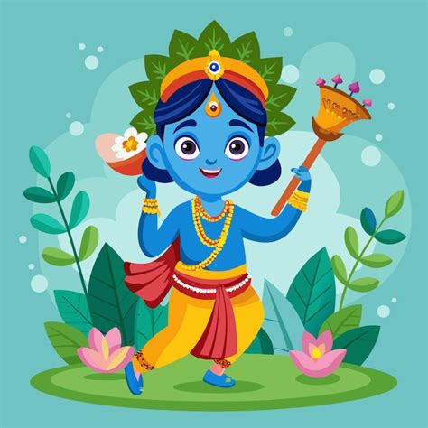 God Krishna Clip Art Vector Illustration Design Premium Ai Generated