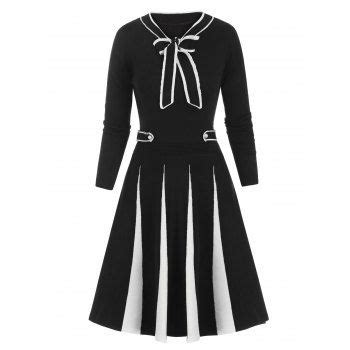 26 OFF 2025 Pussy Bow Skater Sweater Dress In BLACK DressLily