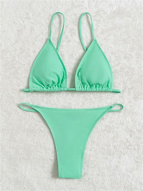 Bikini Maillot De Bain Femme Taille Haute Avec Bretelles Col D Collet Unicolore Sexy