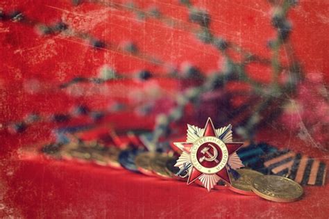 Efecto Retro En La Composición De Medallas De La Gran Guerra Patriótica Foto Premium