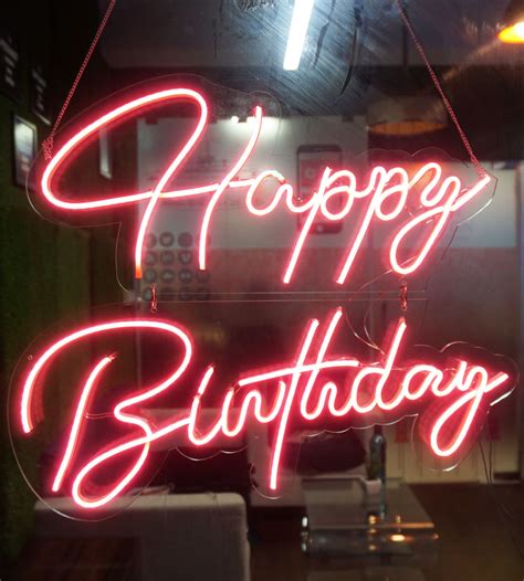 Buy Happy Birthday Led Neon Sign Board Pink Glow Color At Lowest Price