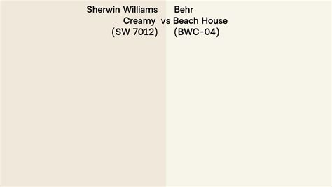 Sherwin Williams Creamy Sw 7012 Vs Behr Beach House Bwc 04 Side By