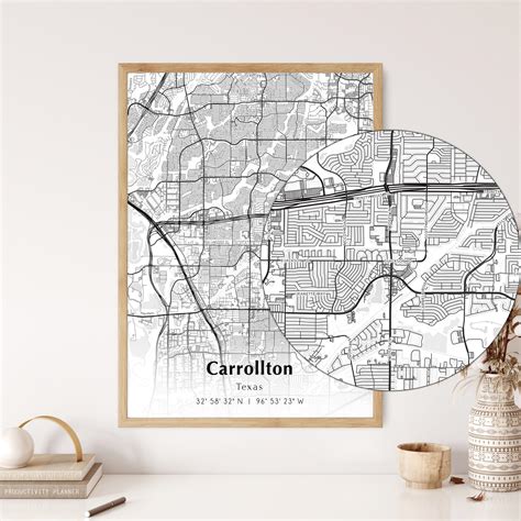 Map of Carrollton Digital File, Modern City Map, Carrollton Printable